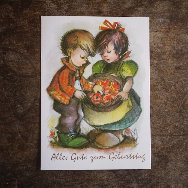 リンゴつみ アルフレッド・マインツァー絵葉書 西ドイツ