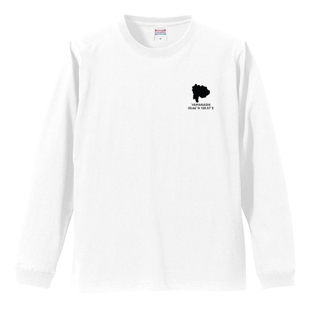 《福井》 緯度経度ミニマルロングスリーブTシャツ｜地図×地名×ワンポイントデザイン