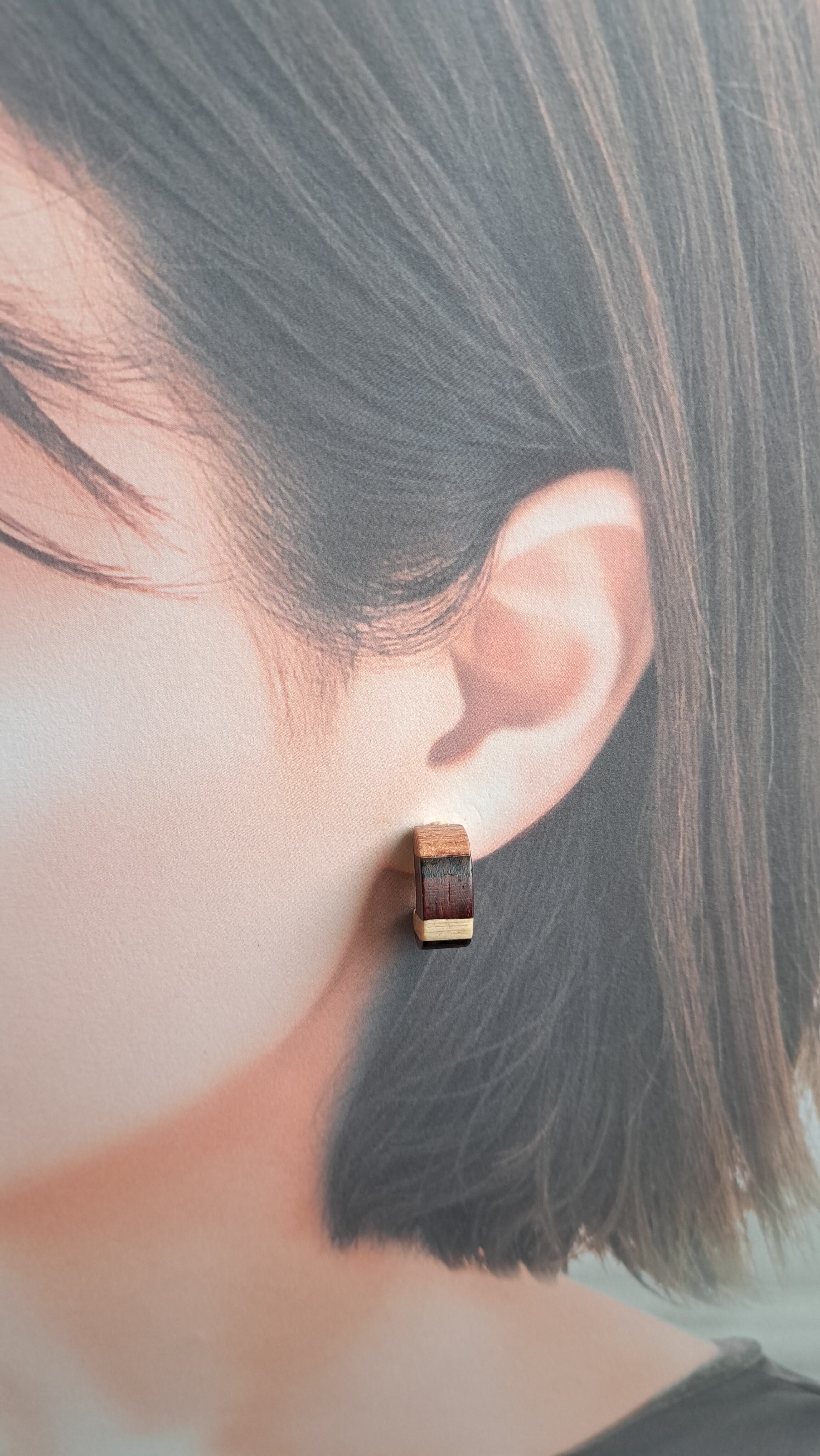 061・085・088・104・106・113 寄木月型ピアス | mo.ku.me.no.