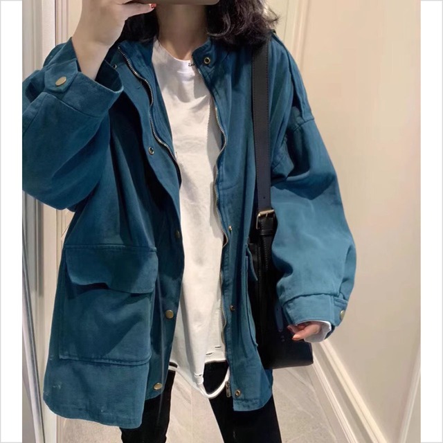 オーバーサイズ デニム風ジャケット ポケット付き Ln00331