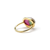 S925 OVAL DOUBLET STONE RING GOLD -MOHAVE TURQUOISE-