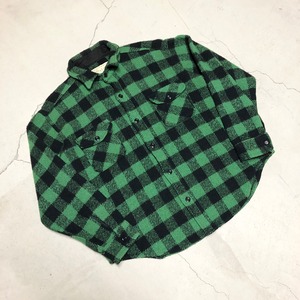 ⊕1980'S MELTON GREEN CHECK WOOL SHIRT