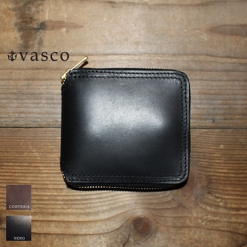 vasco　レザーZIPショートウォレット LEATHER VOYAGE ROUND ZIP SHORT WALLET　VSC-700Z　（NERO）