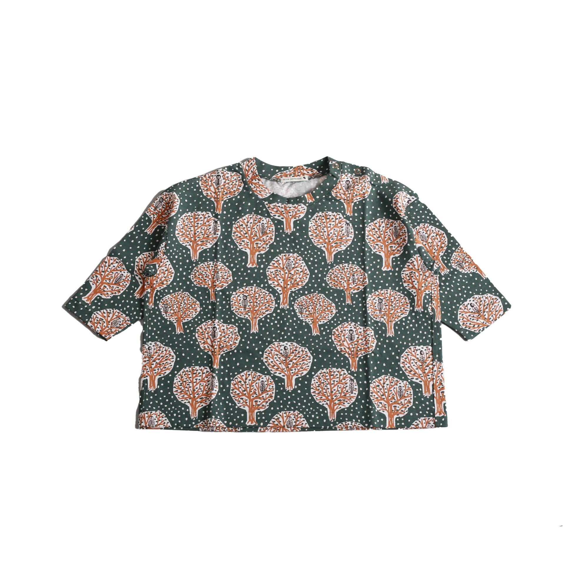 mina perhonen / pöllö カットソー / green / 80,90,100cm | crecer 