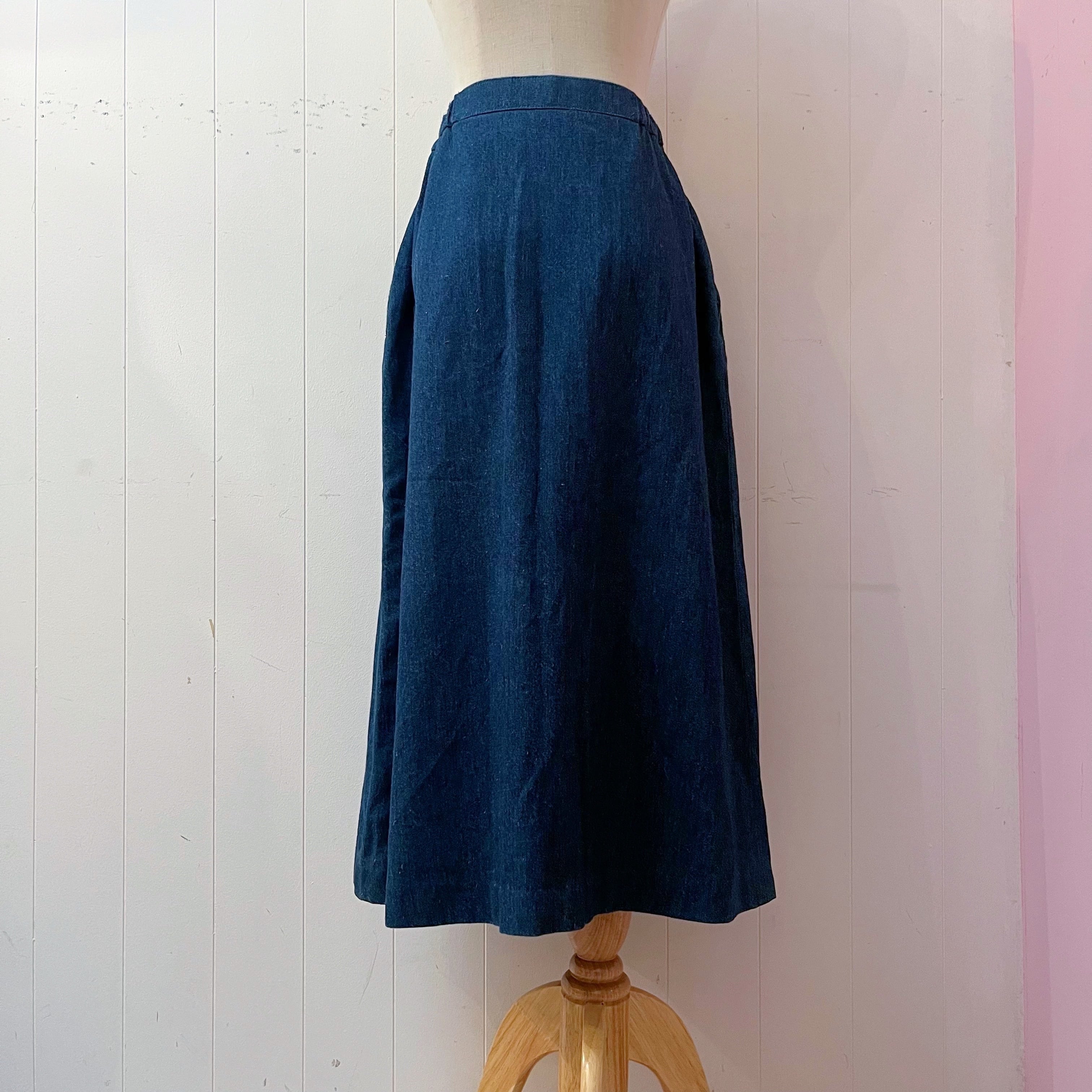 front button frill denim skirt