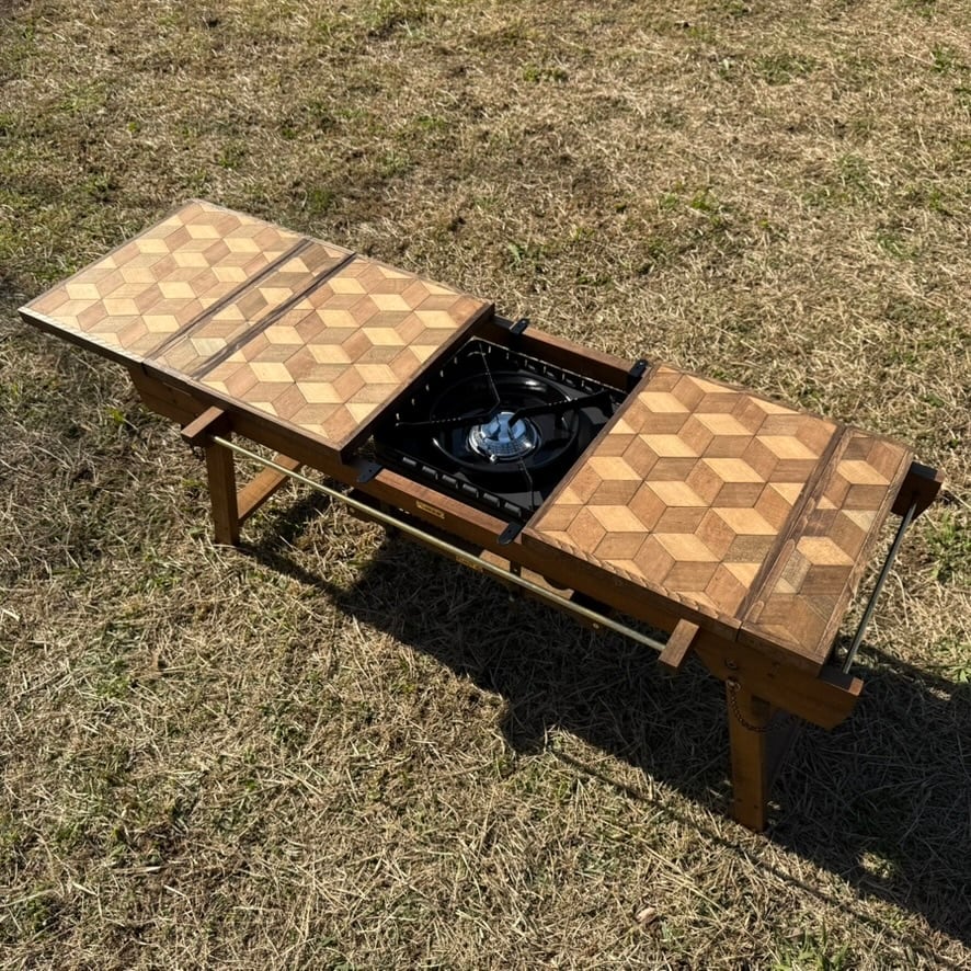 ヘキサゴン柄 IGT対応ウッドテーブル｜タフ丸インストール可・下部天板