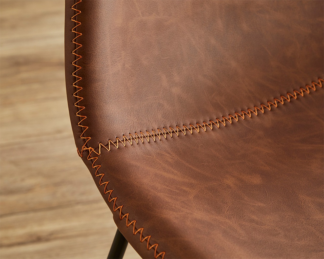 ヴィンテージレザー調 スクエアチェア 2脚セット