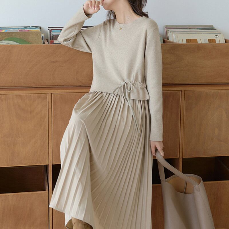 layered pleated knit one-piece m0503