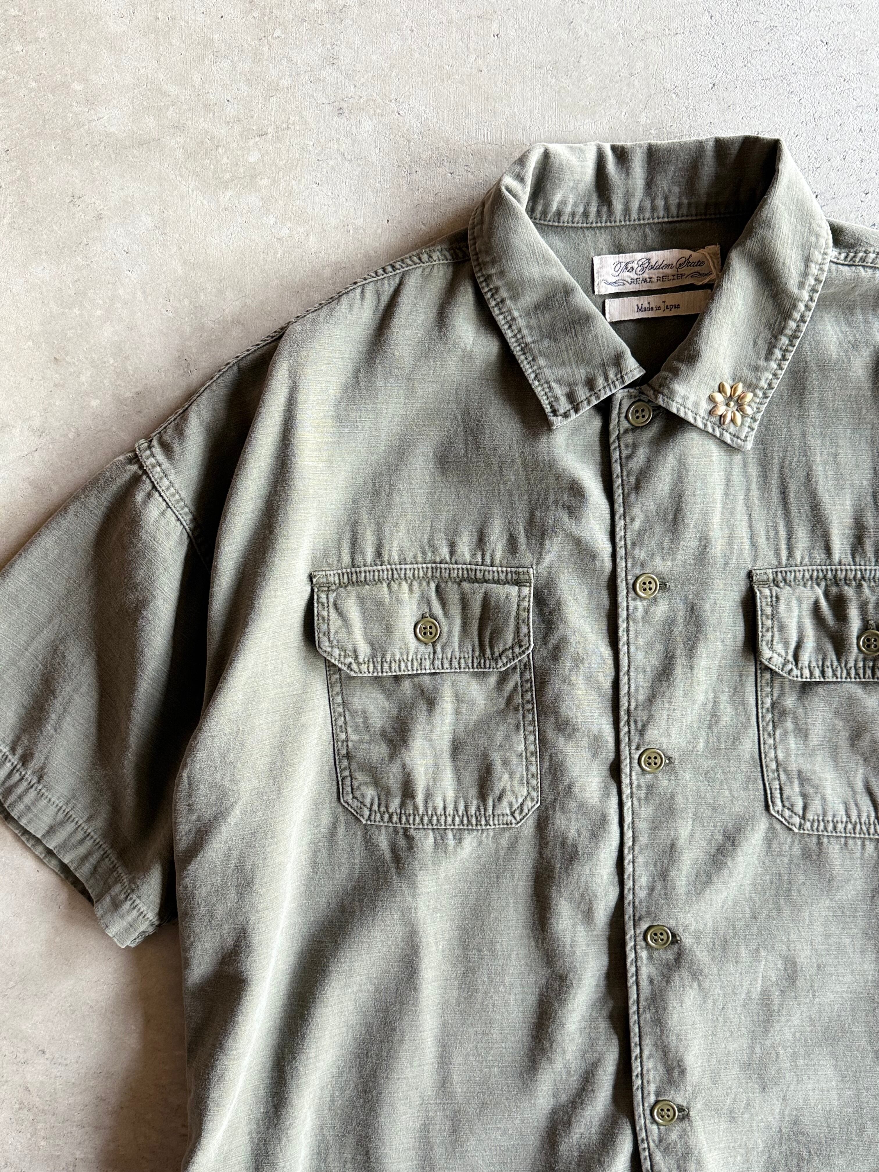 REMI RELIEF レミレリーフ【WIDE MILITARY S/S SHIRT Small Flower
