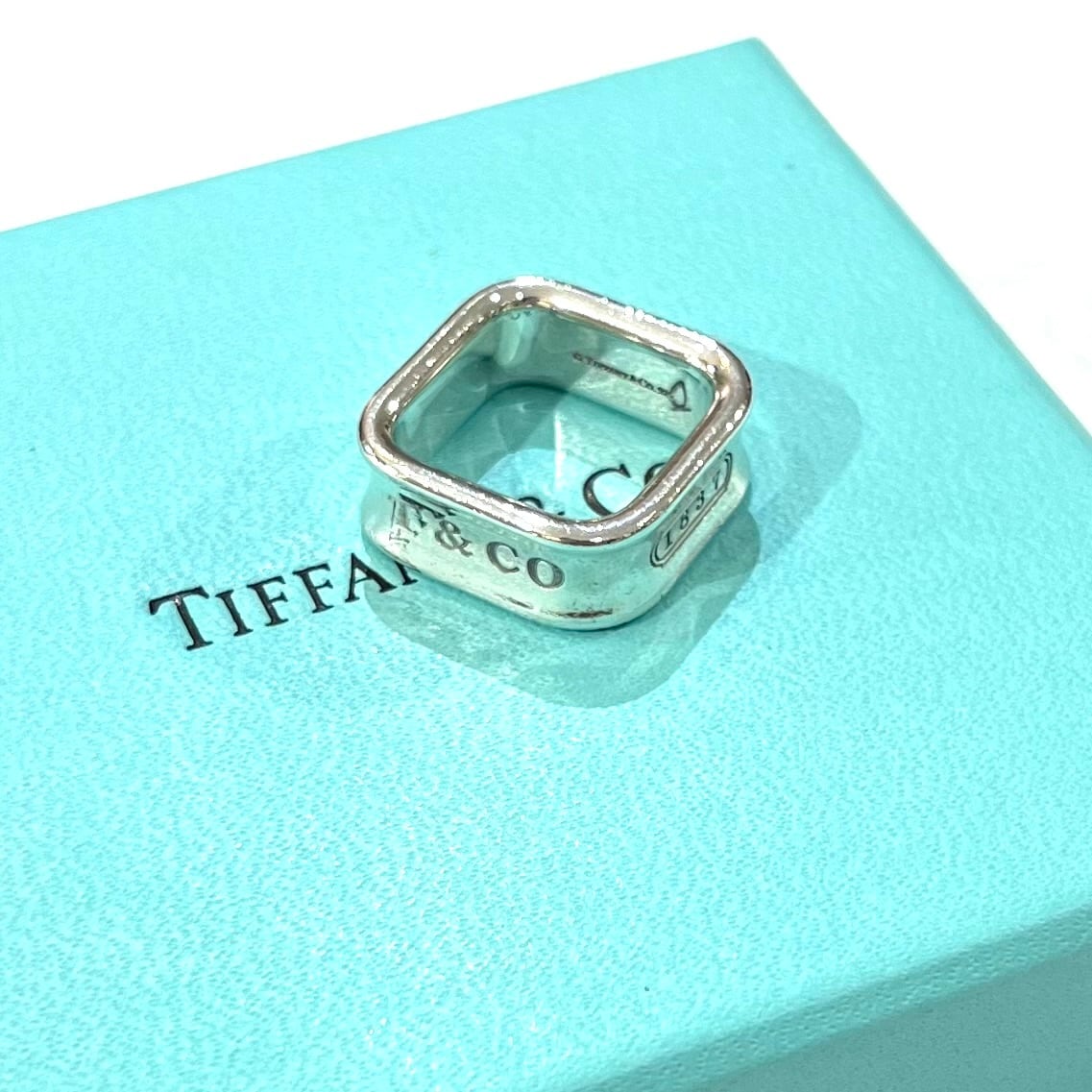 TIFFANY&CO.】【10-11号】2378 希少1837 スクエアリング/シルバー925 TIFFANY&CO.】【10-11号】2378 希少1837 スクエアリング/シルバー925