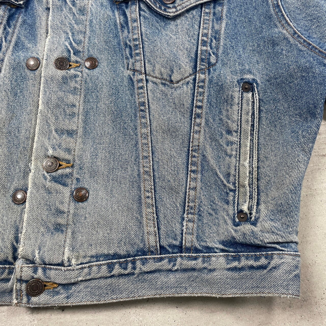 90年代 INTERNATIONAL DENIM ノーカラーデニムジャケット メンズL相当