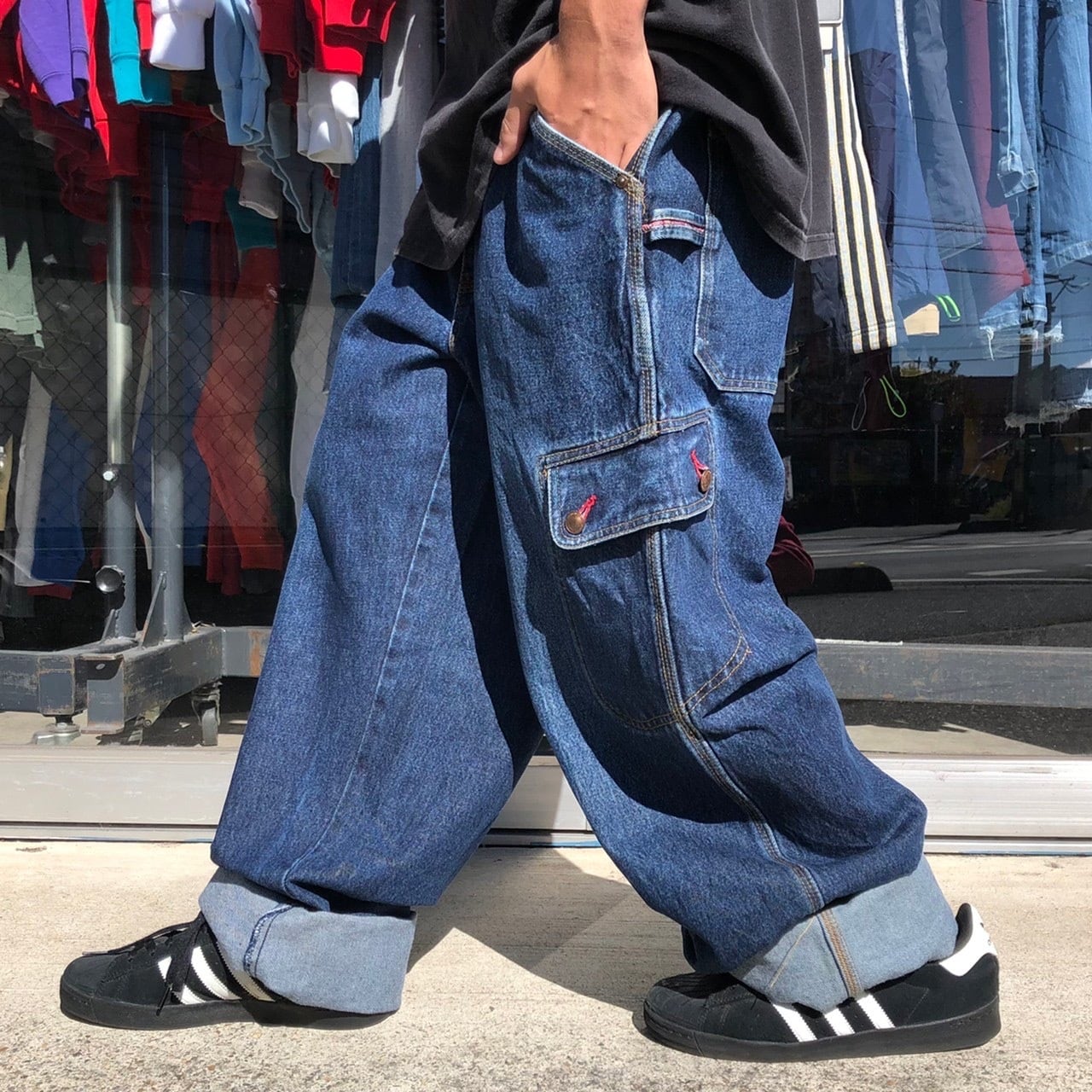組み合わせ自由自在 FUBU デニムペインターパンツ ボトムス ダボっとL