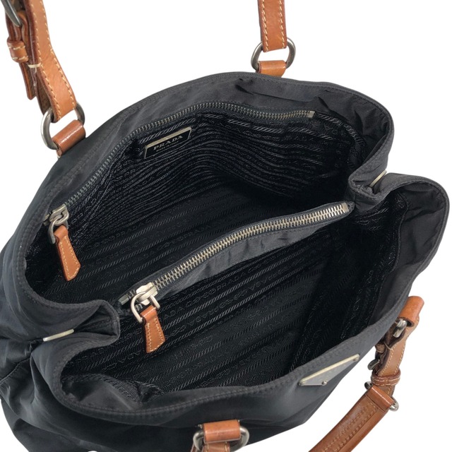 PRADA プラダ ハンドバッグ ブラック トライアングルロゴ ナイロン レザーハンドル vintage ヴィンテージ オールド 3gbhv8