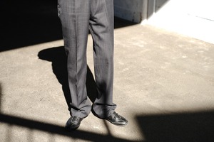 90s Gray Blue Stripe Slacks