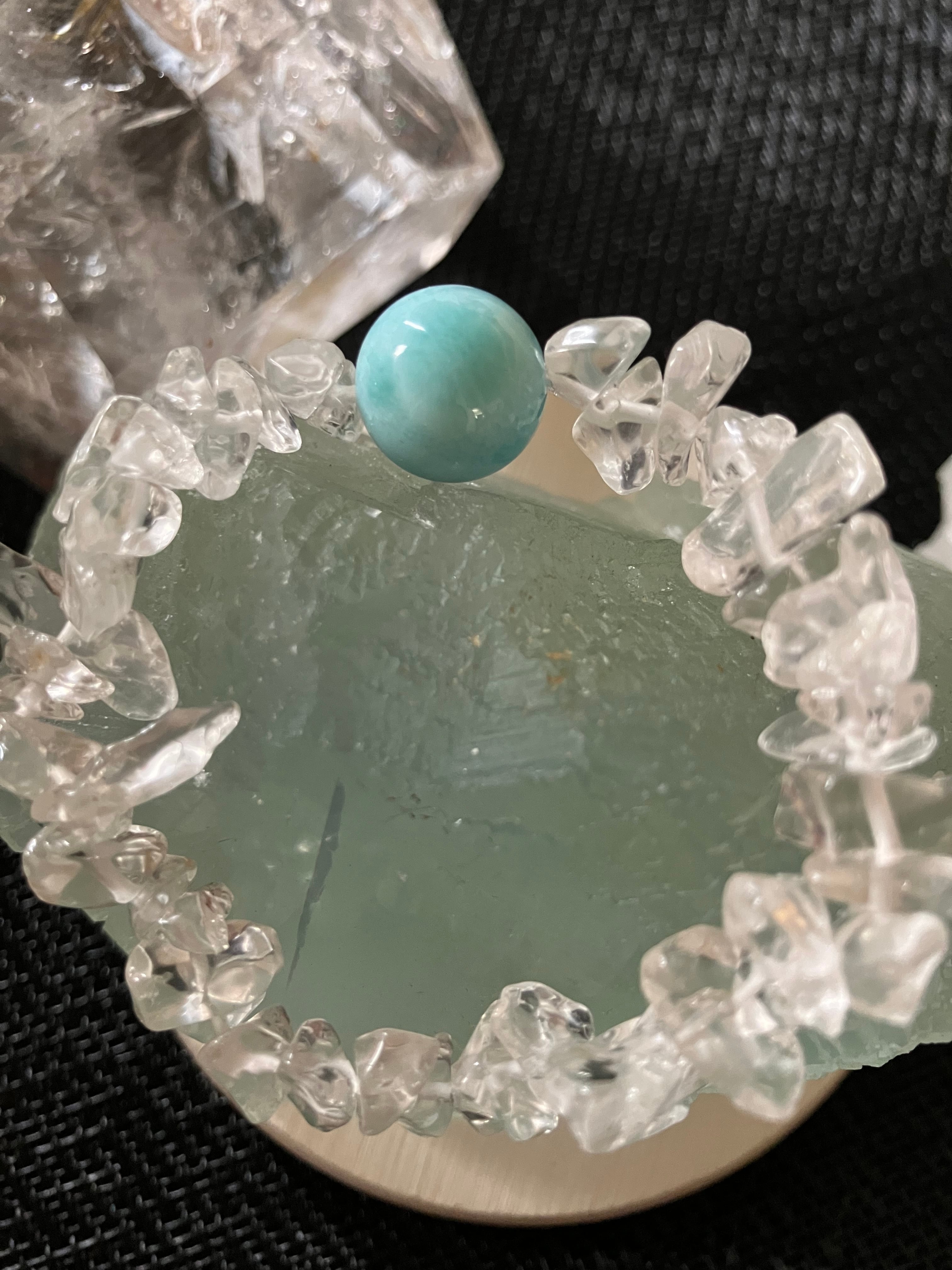 ラリマーと水晶さざれのデザインブレスレット♪ | Pay ID