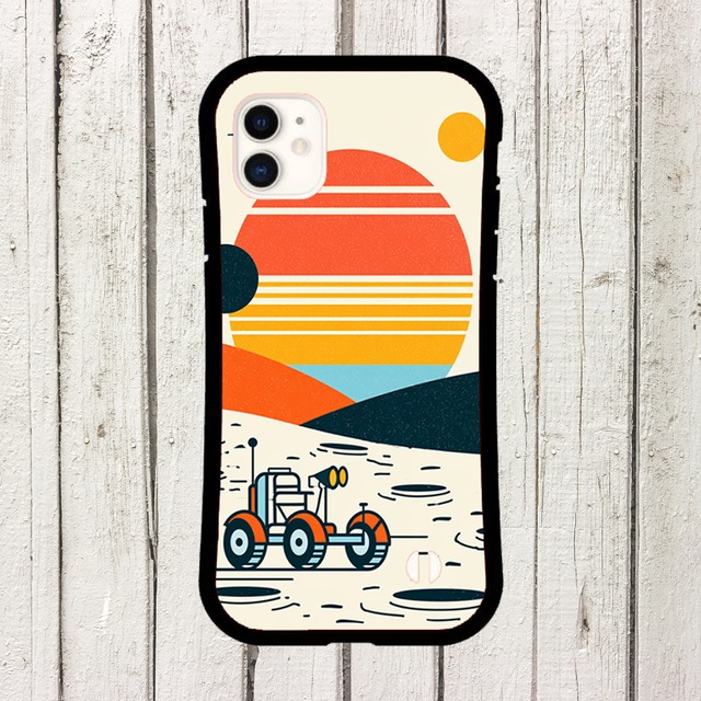 受注生産 iPhoneケース 探査車と大きな太陽の宇宙柄｜レトロ宇宙 RFSP070C