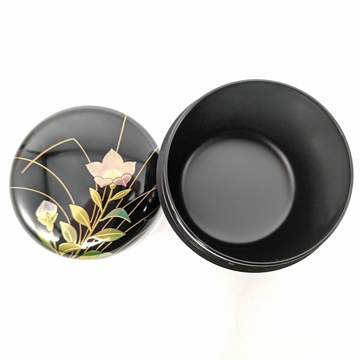 蒔絵師・米本和彦・中棗・なつめ・桔梗蒔絵・茶道具・No.230812-25