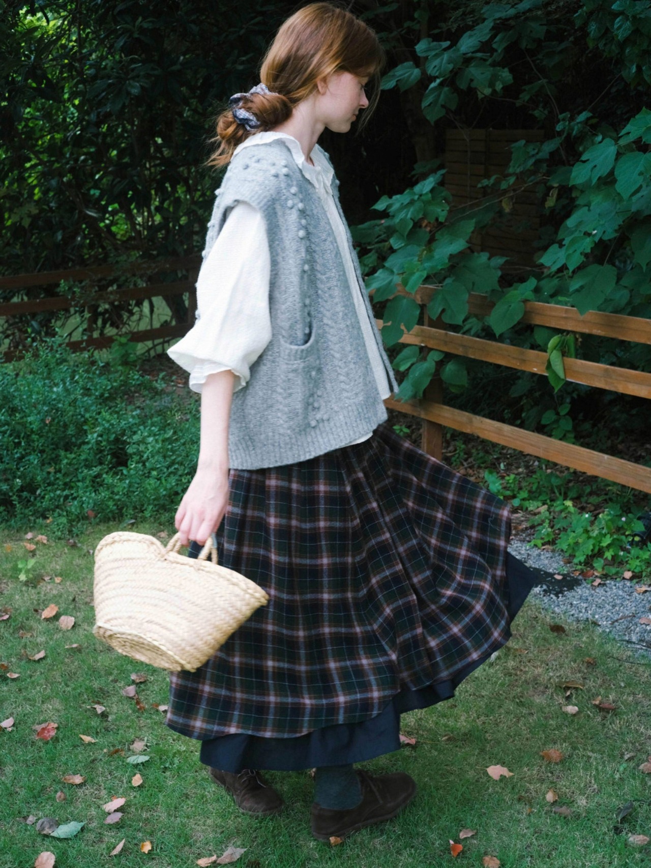 Forêt Tartan Check Wool Volume Skirt F0867