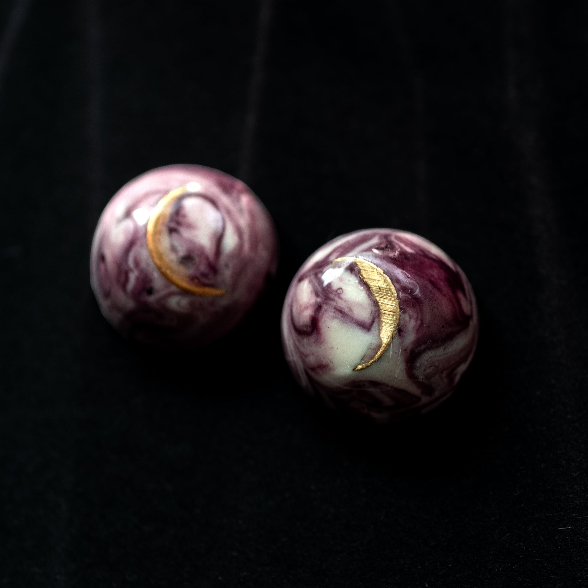 菖蒲色 シンバル三日月ピアスイヤリング【JE09】