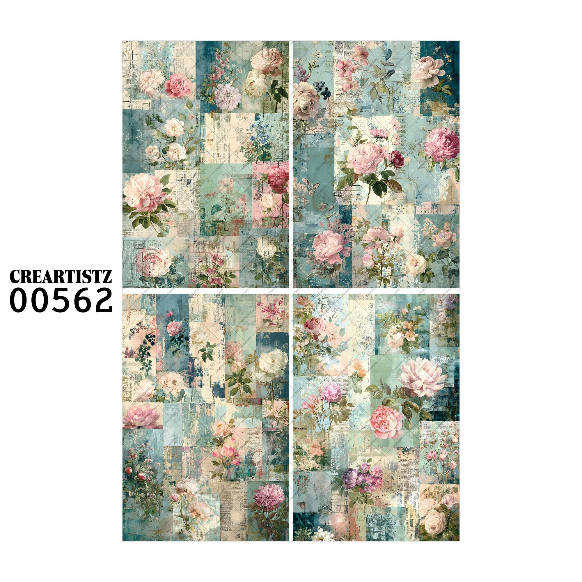 00562 背景 コラージュ素材 オリジナル 12枚セット (4種類×3枚) ペーパー/ステッカー CREARTISTZ