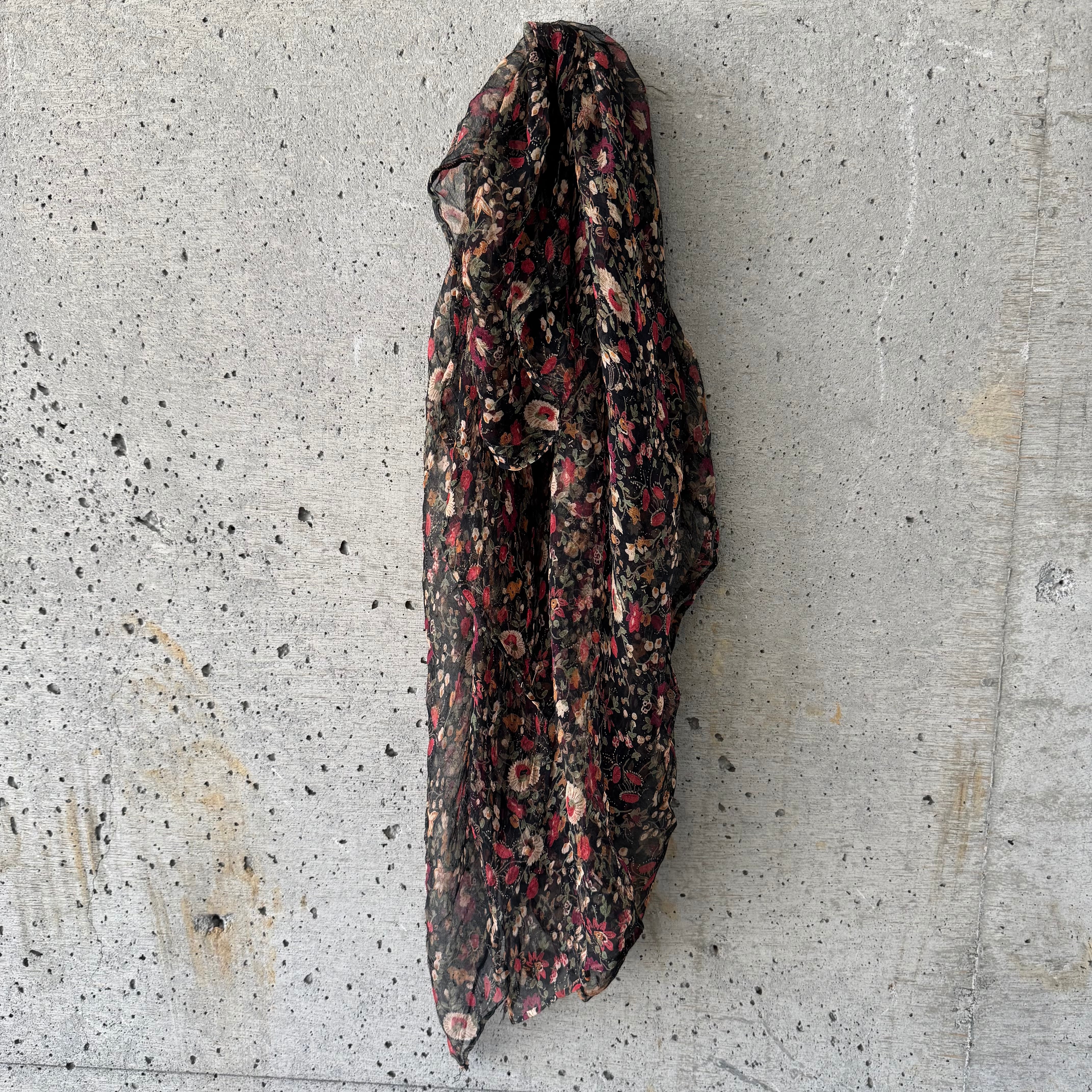 Black Small Floral Scarf