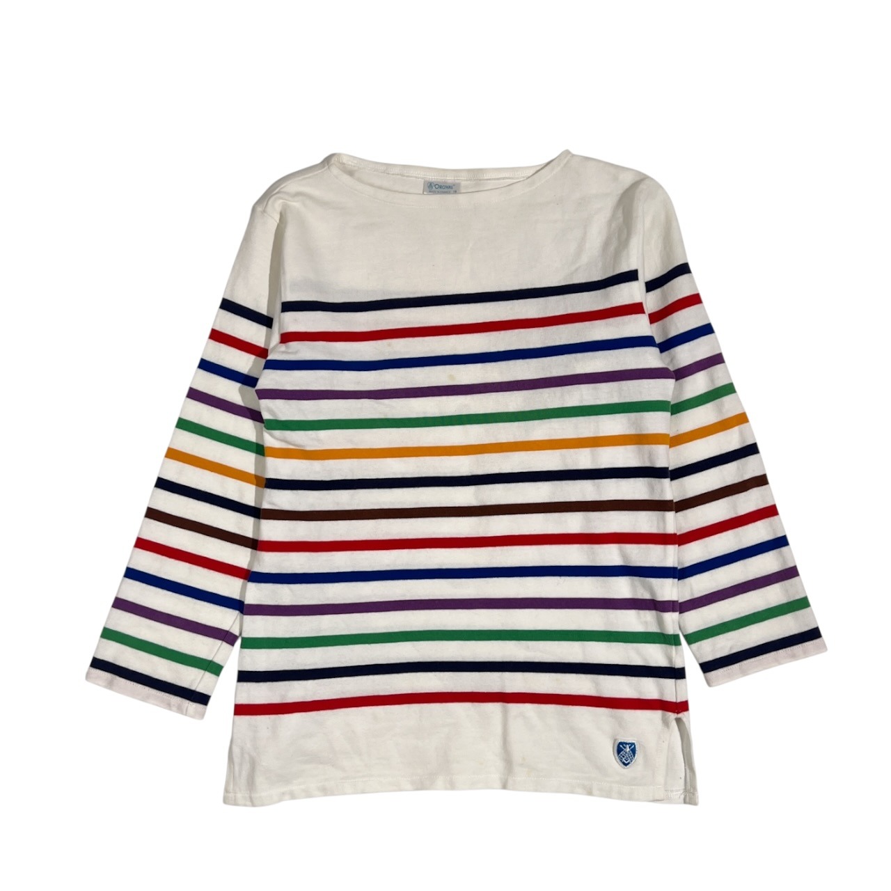フランス製 ORCIVAL オーシバル マルチカラー ボーダー 長袖 シャツ カットソー 18/ホワイト系 レディース