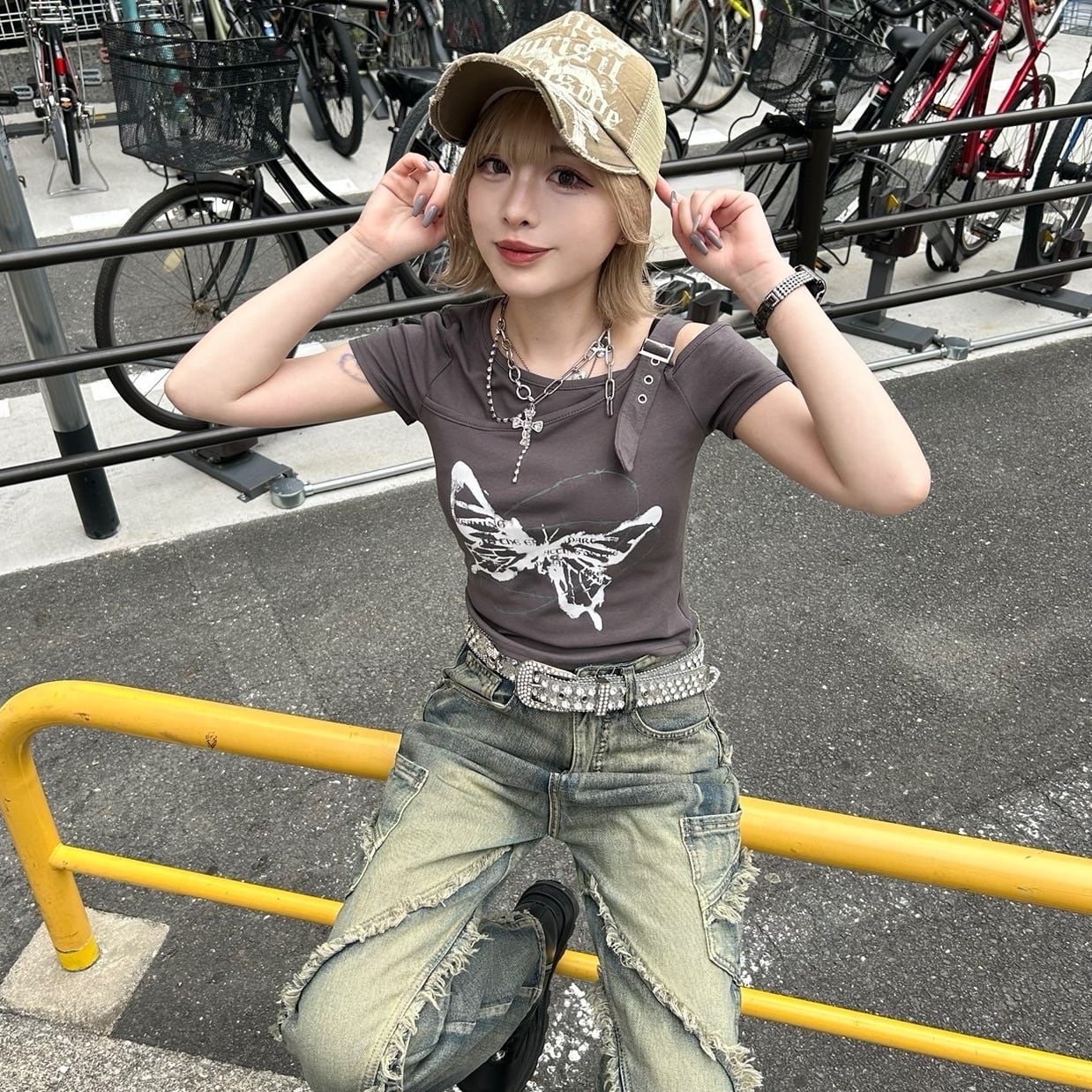 Butterfly ベルトワンショルピタT | VOLCAN&APHRODITE