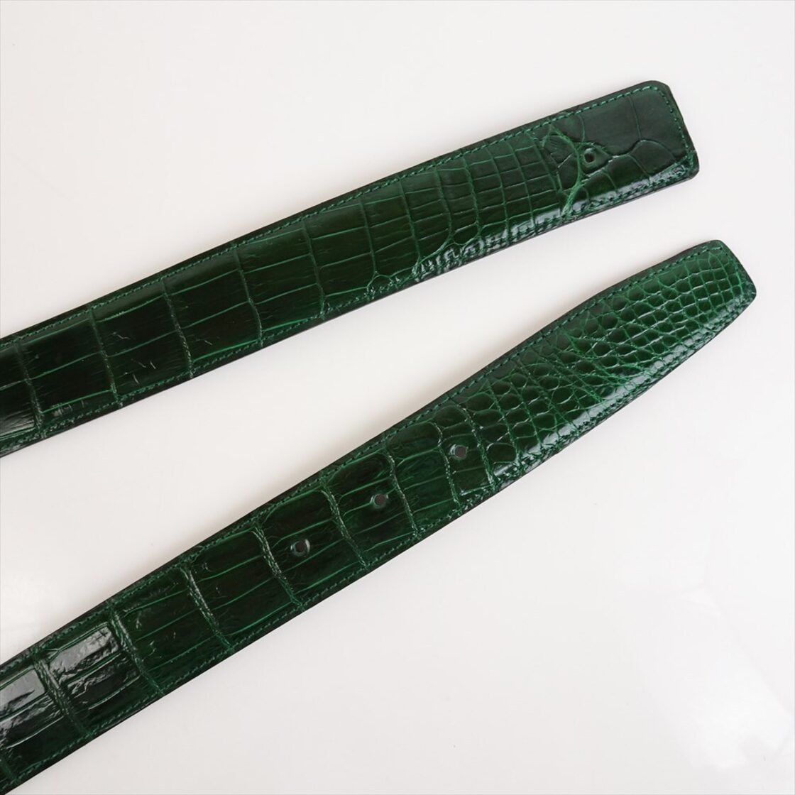 新品 クロコダイル ベルト レザーベルト ツヤ Hバックル コンスタンス  