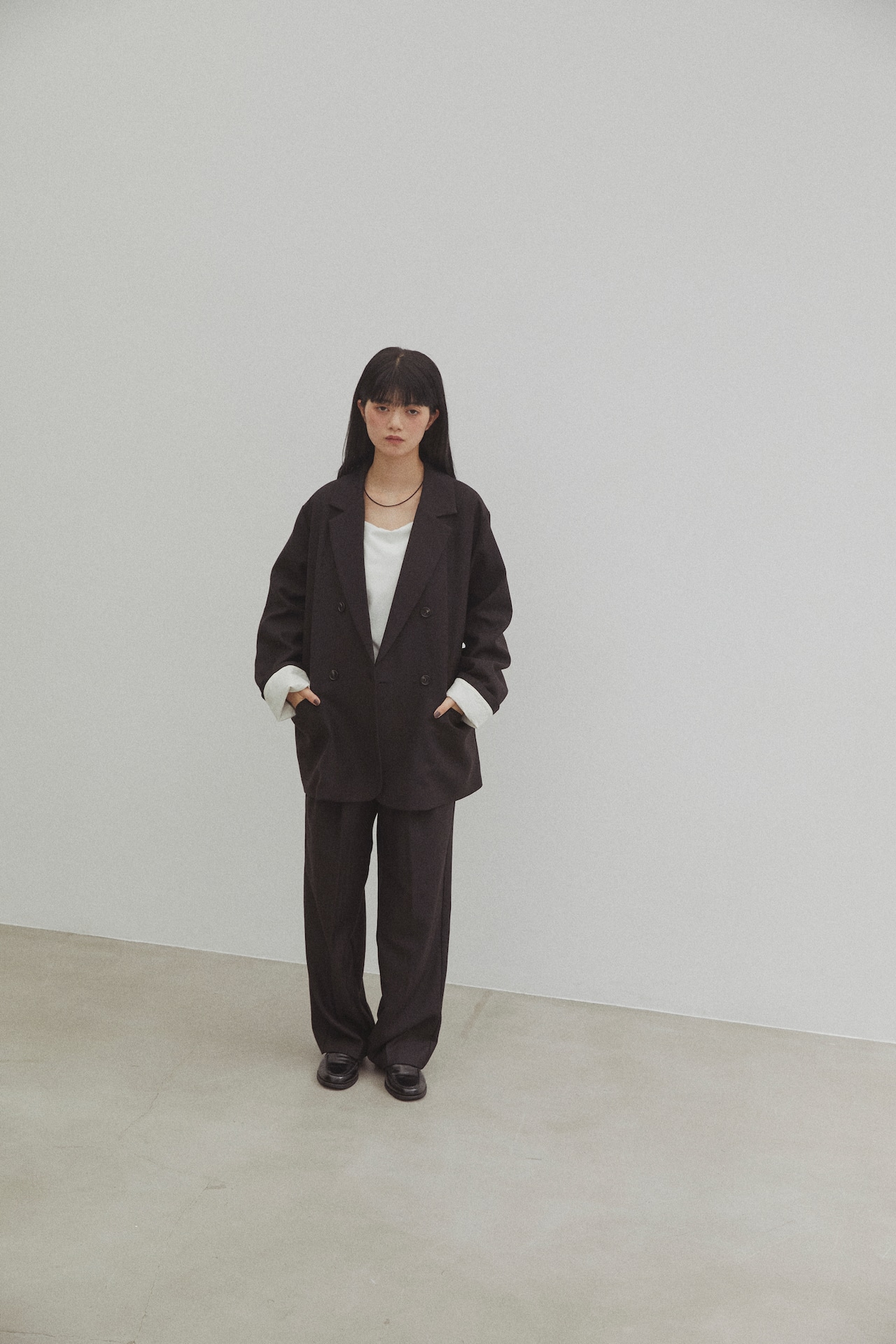 DU250717 Herringbone Tuck Wide Pants【T sizeあり】【set up可】【残り僅か】