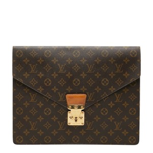 ルイ ヴィトン モノグラム ポルト ドキュマン セナトゥール ビジネスバッグ クラッチバッグ M53335 ブラウン PVC レザー メンズ LOUIS VUITTON 【中古】