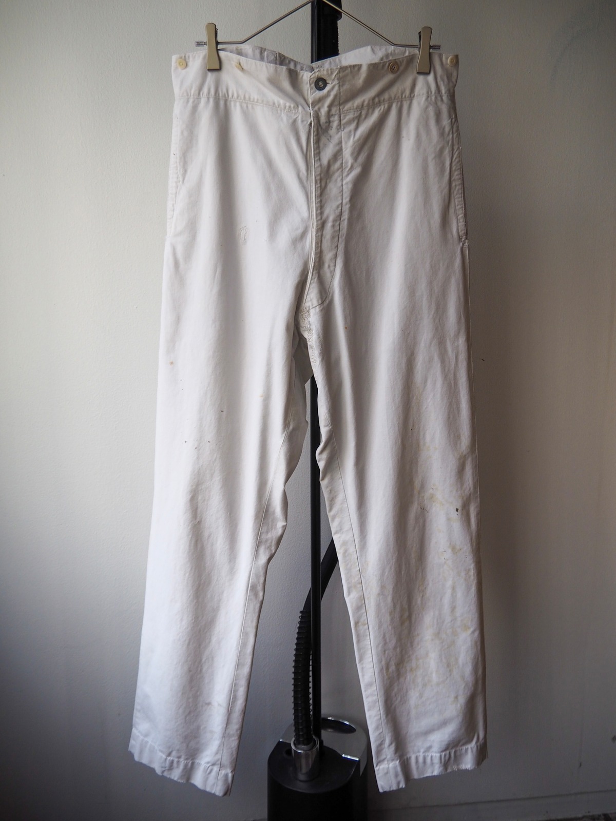 1930s French Army White Cotton Bourgeron Trousers | 