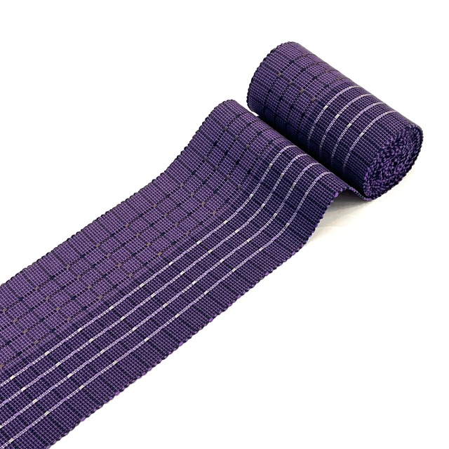 首里道屯織　半幅帯　紫色　黒　茶　（端処理込み）4RK30966