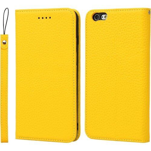 Eastwave アイフォン for iPhone 6S Plus ケース 牛革 本革 for iPhone 6 Plus 手帳型 財布型カバー 本革 手帳型 携帯スマホカバー 人気 おしゃれ 内蔵マグネット 耐汚れ 耐衝撃 カード収納 軽量 人気 -イエロー 858