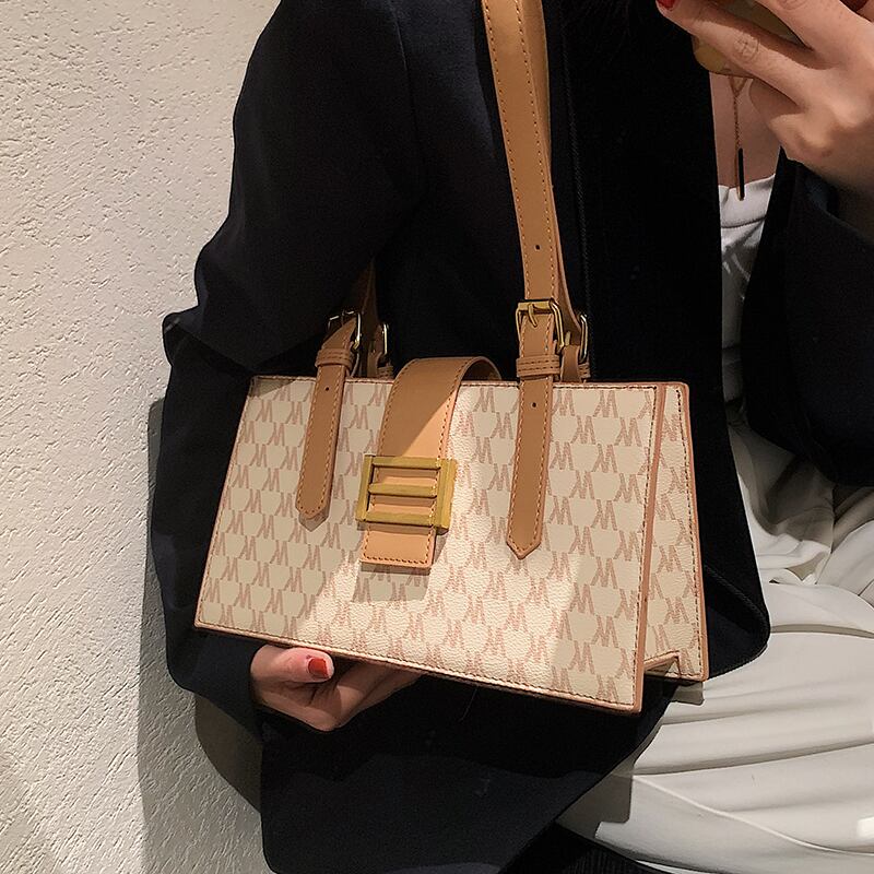 オータムショルダーバッグ 秋物 トートバッグ スクウェア 手作りハンドバック87415695647