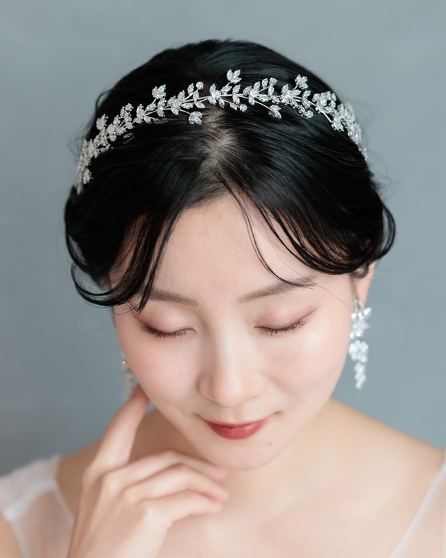 リーフクリスタルカチューシャウェディング【AH2512-07】