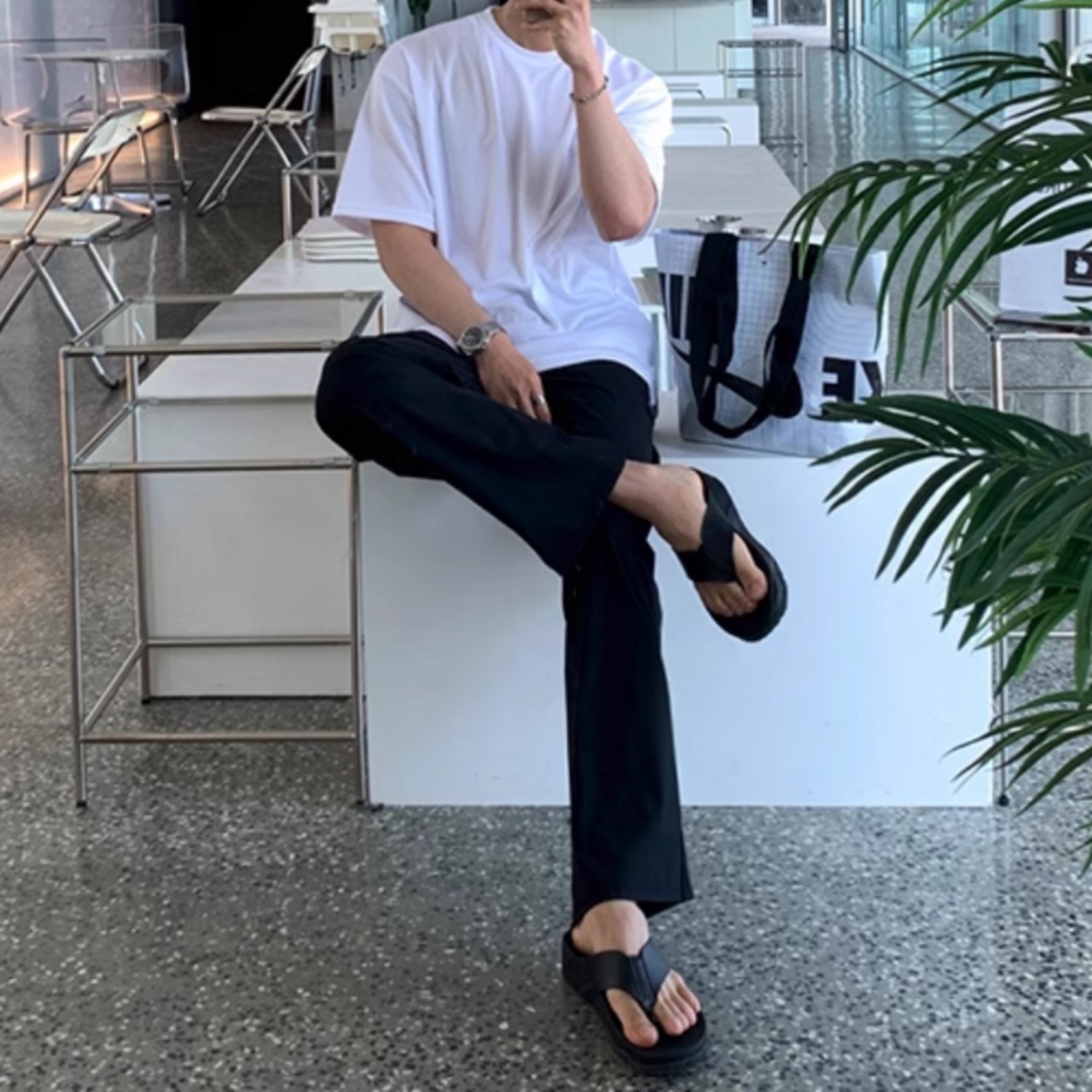 ルーズトソリッドカラーパンツ　0647