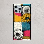 受注生産 iPhoneケース ひまわりと原色紙片の花コラージュ｜花モチーフ ZINE016D