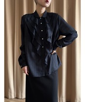 classic black import frill shirt-4592-3