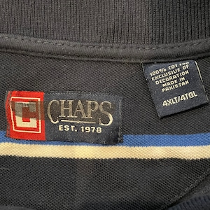 【CHAPS】超ビッグサイズ ポロシャツ 4XLT ボーダー 刺繍ロゴ RALPH LAUREN ラルフ チャップス US古着 アメリカ古着