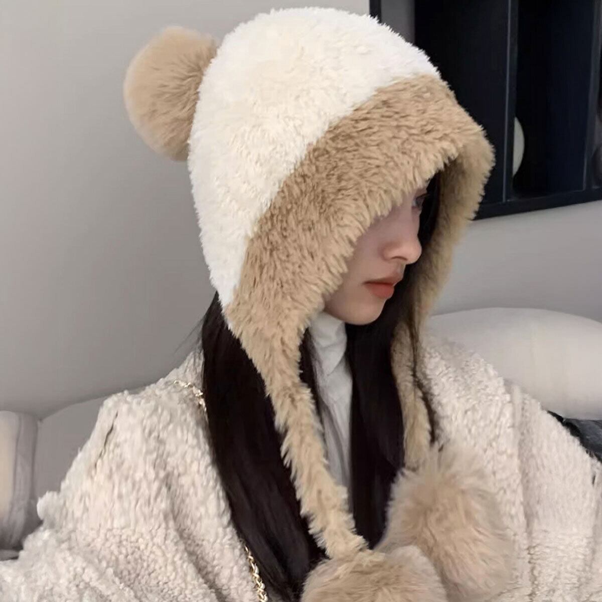 ニット帽 ボア 帽子 レディース 秋冬 韓国 防寒 保温 ふわふわ もこもこ おしゃれ 大人 かわいい ポンポン付き ニットキャップ 小顔 大人可愛い 大人女子