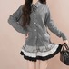 【3点セット】ニットカーデ＋チェックカラートップス＋ティアードフリルスカート ・78877