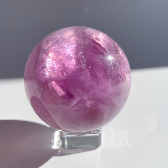 虹すごい◎パープルフローライト スフィア（丸玉）03◇Purple Fluorite Sphere◇ 天然石・パワーストーン