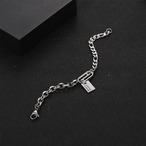 予約 チェーンブレスレット レディース プレート付き シルバー 太め 存在感 韓国風 アクセサリー シンプル おしゃれ 女性用 17cm 19cm 21cm サイズ展開 チタン合金 y12129-21