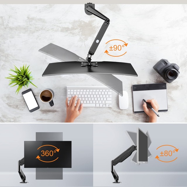 Suptek PC モニター アーム 液晶ディスプレイ アーム ガススプリング式 ガス圧式 モニタースタンド17～32インチ対応 最大耐荷重10kg 黒い MD81