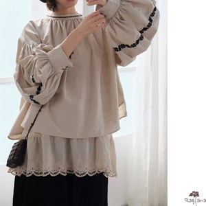 刺繍入り バルーンブラウス M 250394