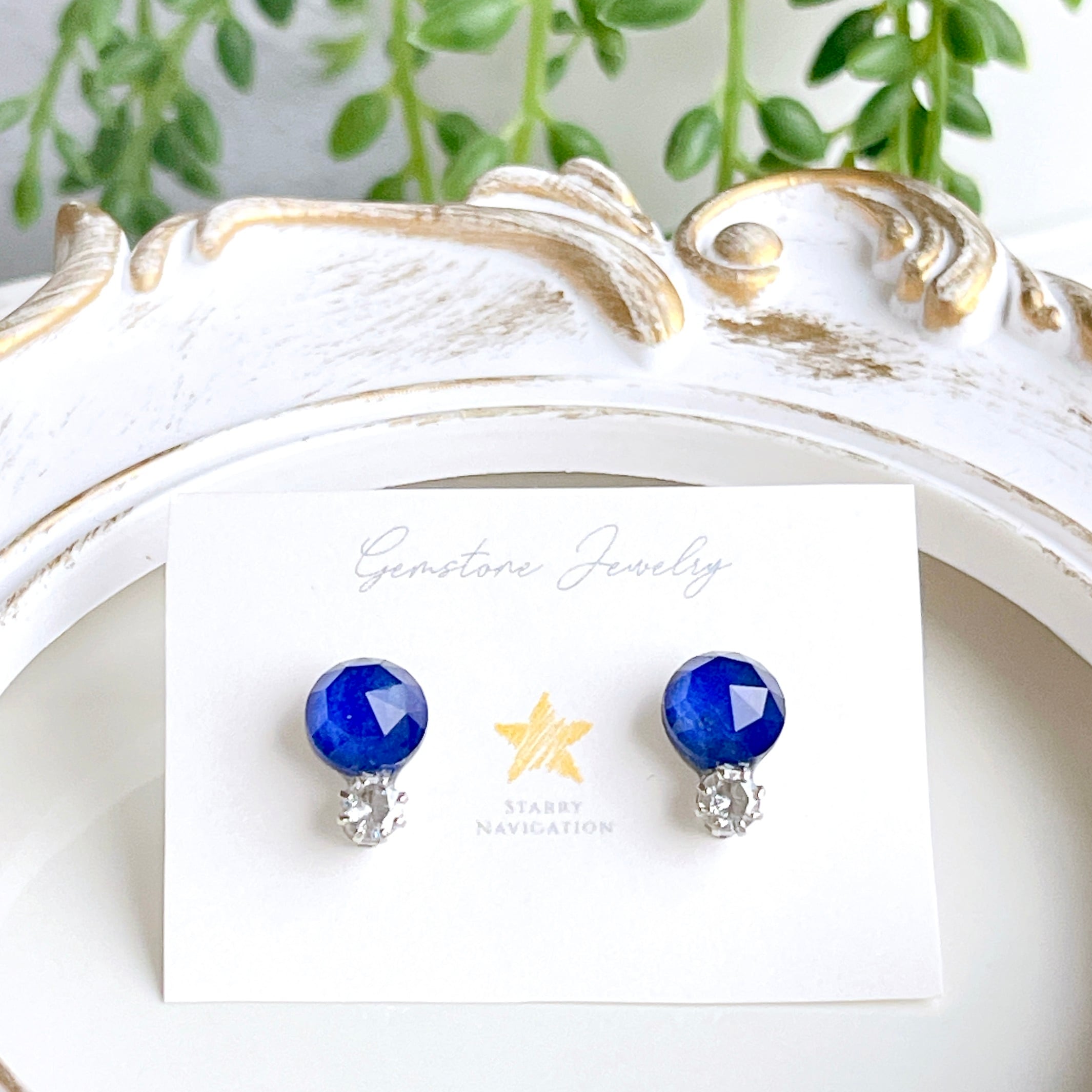 瑠璃の滴✧ラピスラズリピアス（ラウンド）✧サージカルステンレス製