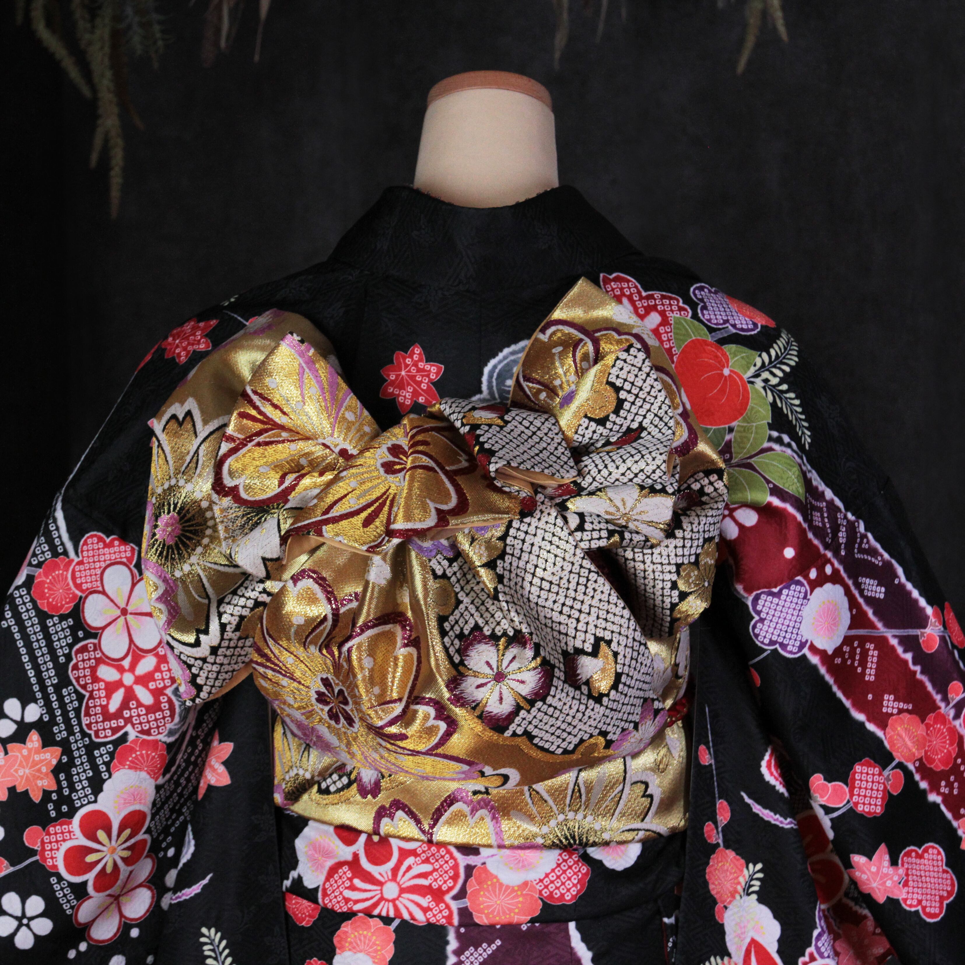 訪問着　百花繚乱 訪問着：H726 乙葉 黄色 扇に牡丹菊桜| 訪問着レンタル │ 京都着物