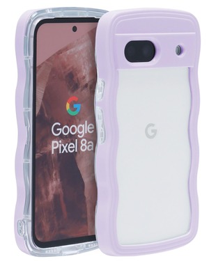 【在庫のみ】Google Pixel 8A ケース ウェーブ ピクセル 8a うねうね 人気 韓国 耐衝撃 超軽量 薄型 おしゃれ pixel8a なみなみ パステル 可愛い 透明 オタ活 推し活 (パープル pixel8a)