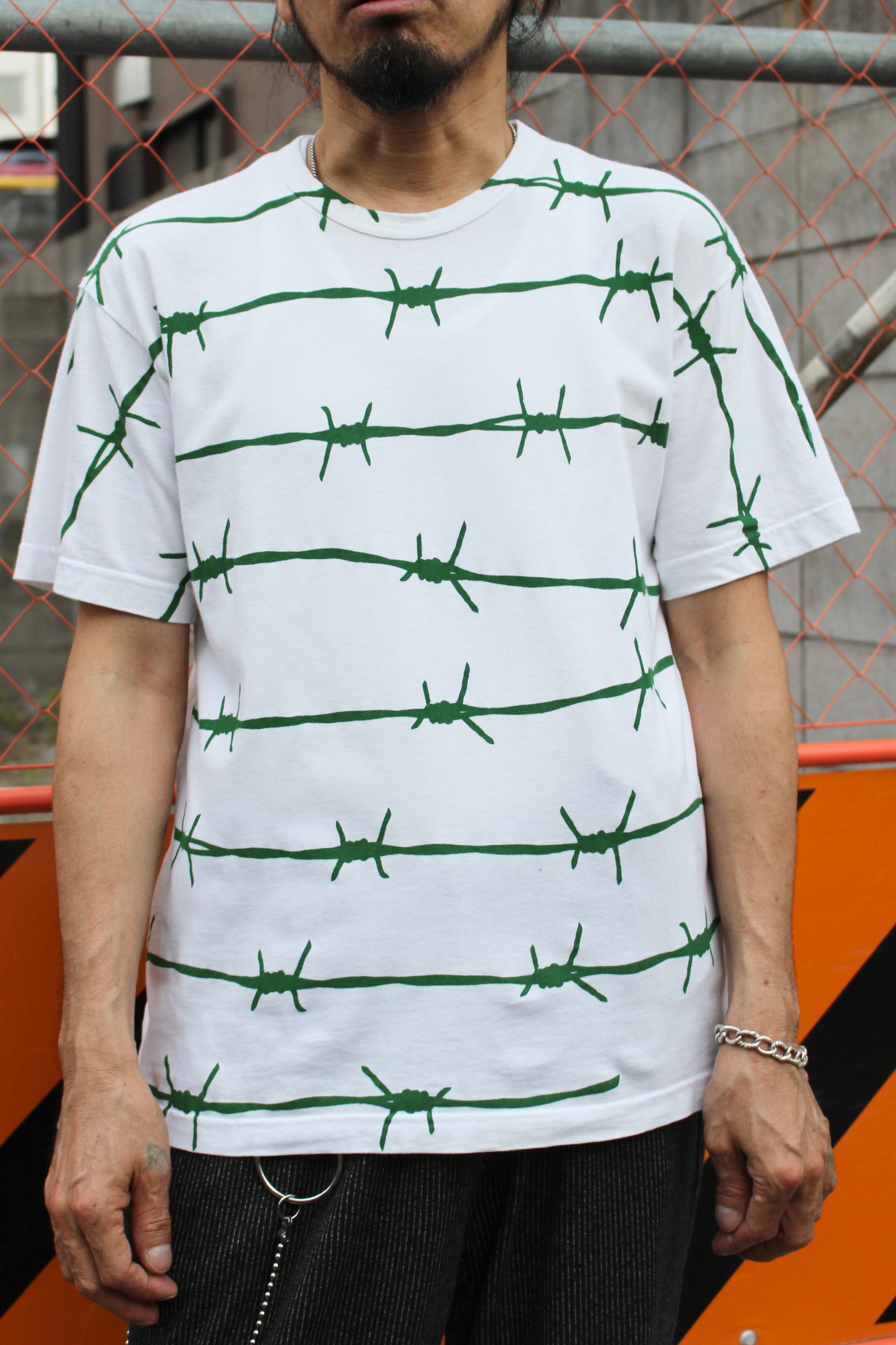 04ss JUNYA WATANABE MAN 有刺鉄線 プリントデザイン Tシャツ ジュンヤ