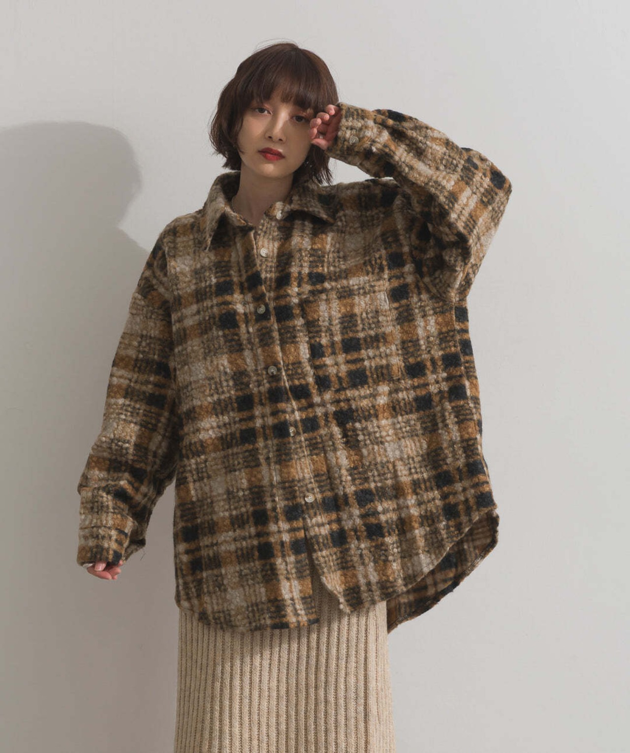 HD2510027 起毛チェックCPOシャツジャケット yellow